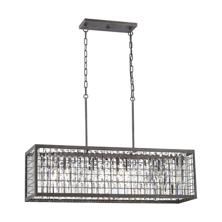 ELK LIGHTING Nadina 4-Lght Chandelier in Slvrdust Iron w/Clear Crystal Wire Cage 14341/4